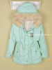 Elexs New Fashion Winter Women Fur Hooded Zipper Embellished Women Parkas Military Casual Winter Coat outerwear Women Parkas