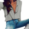 Elegent Shirts Womens Tops and Blouses Button V Neck Shirts White Long Sleeve Blouse Tunic Women Clothing Blusa Feminina