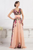 Elegant Women Vintage Plus Size Evening Dress Long with Flowers Printed Princess Cheap Summer Dresses Formales Abendkleid 75034