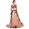 Elegant Women Vintage Plus Size Evening Dress Long with Flowers Printed Princess Cheap Summer Dresses Formales Abendkleid 75034