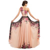 Elegant Women Vintage Plus Size Evening Dress Long with Flowers Printed Princess Cheap Summer Dresses Formales Abendkleid 75034