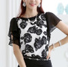 Elegant Women Shirts Flower Print Blouse Ruffled Short Sleeve Women Tops 2017 Summer Chiffon Blouse Female Blusas Plus Size XXXL