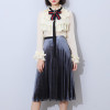 Ecombird 2017 Spring Summer Fashion Runway Women Tops Blouses Long Sleeves Stand Collar Bow Ruffles lady Shirts Blusas feminina
