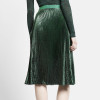 Ecombird 2017 Runway High Quality Women Metallic Skirt Midi Skirt High Waist Pleated Skirt Party Club Ladies Saia Fenimias