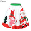 Echoine New Lovely 2017 Autumn Casual Skirts Female Pleated Snowman Skirts Christmas Trees Print Short Skirt Saia Drop Shipping