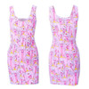 EAST KNITTING 2017 New Summer Women Dress Celeb Bodycon Dress Splash Floral Print Sleeveless Midi Dresses Ladies Casual Vestidos