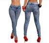 EAST KNITTING 2017 New Stylish Women Gray Denim Like Faux Jean Pants Leggings
