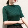 NIJIUDING Wholesale price 2pcs/lot knitted Slim Pullover Women Turtleneck Knitting Sweater Shirt Basic Half Sleeve Tops