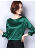 2018 New Silk Blouse Women Tops Fashion Elegant O-neck Three Quarter Sleeve Solid Shirt Women Blouses Casual Blusas Femininas