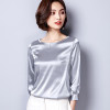 2018 New Silk Blouse Women Tops Fashion Elegant O-neck Three Quarter Sleeve Solid Shirt Women Blouses Casual Blusas Femininas
