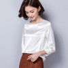 2018 New Silk Blouse Women Tops Fashion Elegant O-neck Three Quarter Sleeve Solid Shirt Women Blouses Casual Blusas Femininas
