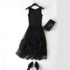 2018 New Sexy Spaghetti Strap Patchwork Mesh Dress Spring Summer Women Gauze Lace Tank Dress Basic Sundress Party Vestidos SF116
