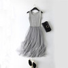 2018 New Sexy Spaghetti Strap Patchwork Mesh Dress Spring Summer Women Gauze Lace Tank Dress Basic Sundress Party Vestidos SF116