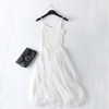 2018 New Sexy Spaghetti Strap Patchwork Mesh Dress Spring Summer Women Gauze Lace Tank Dress Basic Sundress Party Vestidos SF116