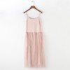 2018 New Sexy Spaghetti Strap Patchwork Mesh Dress Spring Summer Women Gauze Lace Tank Dress Basic Sundress Party Vestidos SF116