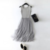 2018 New Sexy Spaghetti Strap Patchwork Mesh Dress Spring Summer Women Gauze Lace Tank Dress Basic Sundress Party Vestidos