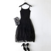 2018 New Sexy Spaghetti Strap Patchwork Mesh Dress Spring Summer Women Gauze Lace Tank Dress Basic Sundress Party Vestidos