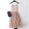2018 New Sexy Spaghetti Strap Patchwork Mesh Dress Spring Summer Women Gauze Lace Tank Dress Basic Sundress Party Vestidos