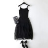 2018 New Sexy Spaghetti Strap Patchwork Mesh Dress Spring Summer Women Gauze Lace Tank Dress Basic Sundress Party Vestidos