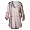 2018 New Plaid Printed Shirt Chiffon Blouse Women's V Neck Office Long Sleeve White Black Brown Blusa Feminina Tops for women