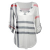 2018 New Plaid Printed Shirt Chiffon Blouse Women's V Neck Office Long Sleeve White Black Brown Blusa Feminina Tops for women