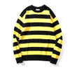 2018 NEW OVERSIZE Black yellow stripes Joining together hole nick men sweater hip hop GD Fashion Casual sweater M-XL