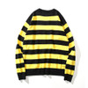 2018 NEW OVERSIZE Black yellow stripes Joining together hole nick men sweater hip hop GD Fashion Casual sweater M-XL