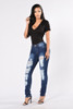 2018 new jeans woman ripped dark blue trousers Mid waist hole pencil jeans Cotton stretch bodycon sexy skinny denim pants women