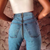 2018 New Hot Sexy Back Zipper Long Jeans Women Basic Classic High Waist Skinny Pencil Blue Denim Pants Elastic Stretch Jeans