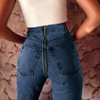 2018 New Hot Sexy Back Zipper Long Jeans Women Basic Classic High Waist Skinny Pencil Blue Denim Pants Elastic Stretch Jeans
