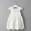 2018 New girls cute dress,white princess belt lace dress sleeveless cotton summer dress lovely baby girls clothes 3-7 Years