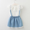 2018 New girls cute dress,white princess belt lace dress sleeveless cotton summer dress lovely baby girls clothes 3-7 Years