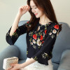 2018 New flower printing Women Blouses shirt flare Sleeve Chiffon women's clothing casual V Collar bow women tops Blusas D278 30