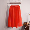 2018 New Fashion Womens Chiffon Skirt Summer Ladies Casual Slim Beach Pleated Skater Midi Skirts Saia High Waist Faldas Mujer