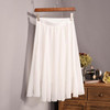 2018 New Fashion Womens Chiffon Skirt Summer Ladies Casual Slim Beach Pleated Skater Midi Skirts Saia High Waist Faldas Mujer