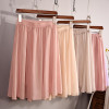 2018 New Fashion Womens Chiffon Skirt Summer Ladies Casual Slim Beach Pleated Skater Midi Skirts Saia High Waist Faldas Mujer