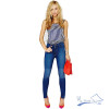 2018 New Fashion Women Navy Blue and White Sleeveless Camisole Female Summer Casual Cute Top