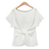 2018 New Fashion Women Bowknot Blouses O-Neck Short Sleeve Sexy Shirt Chiffon Casual Top Blusas Rose Blue White Plus Size S-XXXL