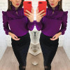 2018 New Fashion Trend Women Ruffle purple Blouses Shirt Spring Summer Lantern Sleeve Casual blouse Tops clothing