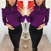 2018 New Fashion Trend Women Ruffle purple Blouses Shirt Spring Summer Lantern Sleeve Casual blouse Tops clothing