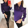 2018 New Fashion Trend Women Ruffle purple Blouses Shirt Spring Summer Lantern Sleeve Casual blouse Tops clothing