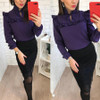 2018 New Fashion Trend Women Ruffle purple Blouses Shirt Spring Summer Lantern Sleeve Casual blouse Tops clothing