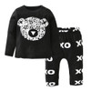 2018 New Fashion Baby Boy Clothes Set Cotton Long Sleeve Bear Letters Printing T Shirt+Pants 2pcs Newborn Baby Girl Clothing Set
