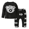 2018 New Fashion Baby Boy Clothes Set Cotton Long Sleeve Bear Letters Printing T Shirt+Pants 2pcs Newborn Baby Girl Clothing Set
