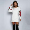 DARSJUCBD 2018 New Autumn Hoodies Sweatshirts Women Embroidered Flowers Long Sleeve Pullovers Tops White Black
