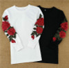 DARSJUCBD 2018 New Autumn Hoodies Sweatshirts Women Embroidered Flowers Long Sleeve Pullovers Tops White Black