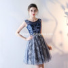 Dark Navy Lace Prom Dress 2017 Scoop Sleeveless Tulle Party Evening Gowns Ball Short Special Occasion Dresses New robe de soiree