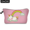 DAOXI 3D Printed Unicorn Cosmetic Bags with Zipper Pink Rainbow Cute Women Organizer Makeup Storage YY10057
