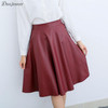 Danjeaner Women Autumn Winter Vintage High Waist PU Leather Skirts Female Casual Knee-Length Elastic Waist Midi Skirts Danjeaner Women Autumn Winter Vintage High Waist PU Leather Skirts Female Casual Knee-Length Elastic Waist Midi Skirts