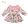 Kid Infant Baby Girl Dress Princess Peter pan Collar Long Sleeve floral baby girl Dresses Toddler newborn baby girl Outfit Dress